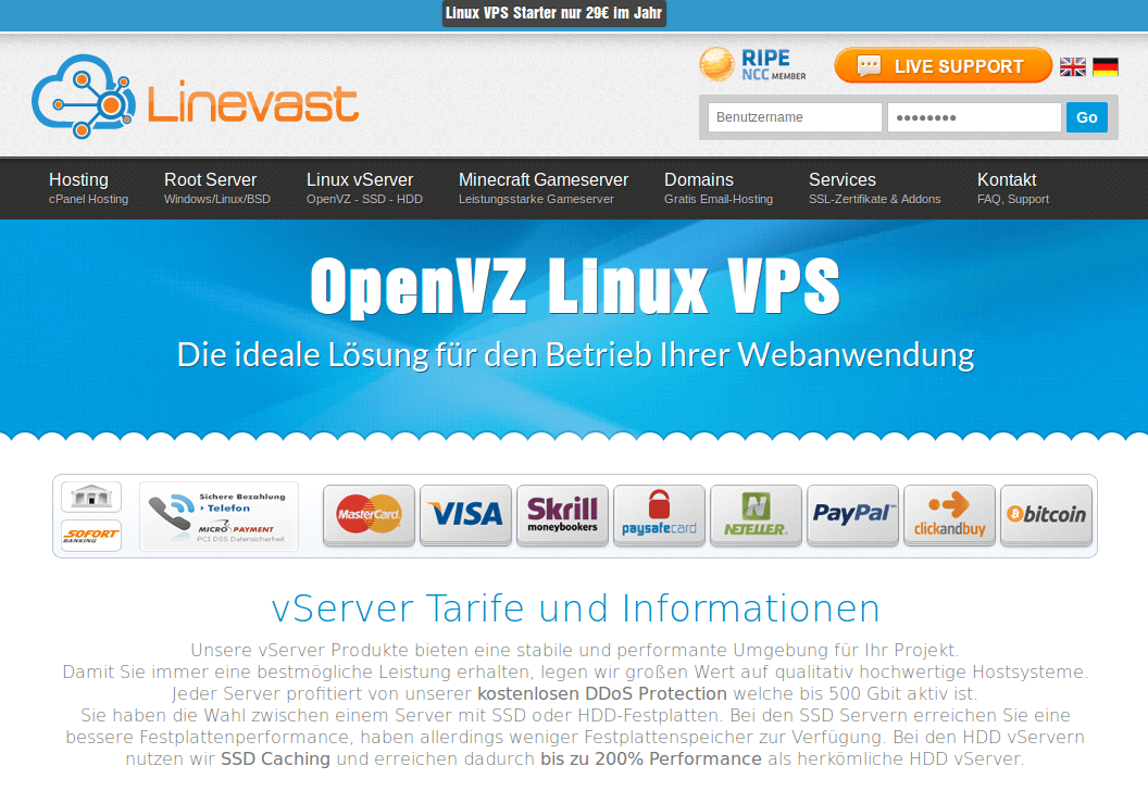 Linevast Webseite